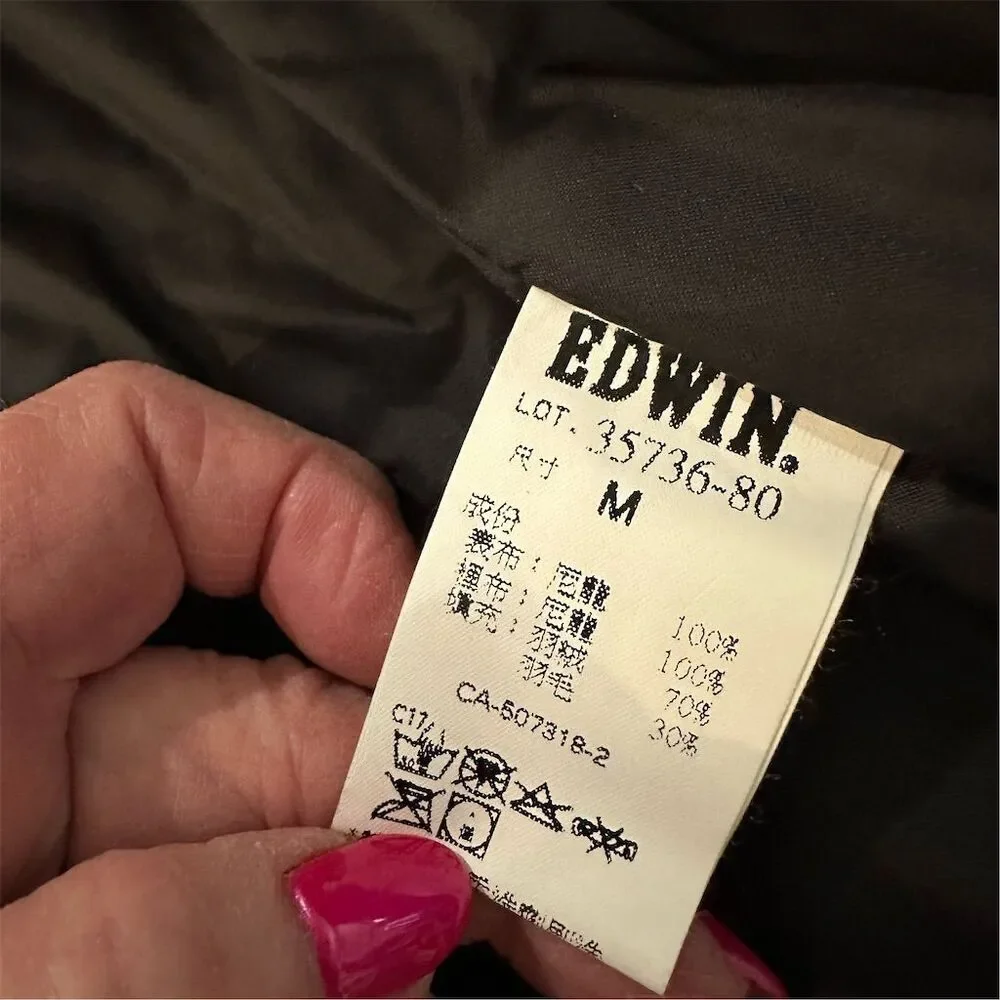 Edwin Men's Black Puffer Vest Size M‎ Sleeveless Casual Lightweight